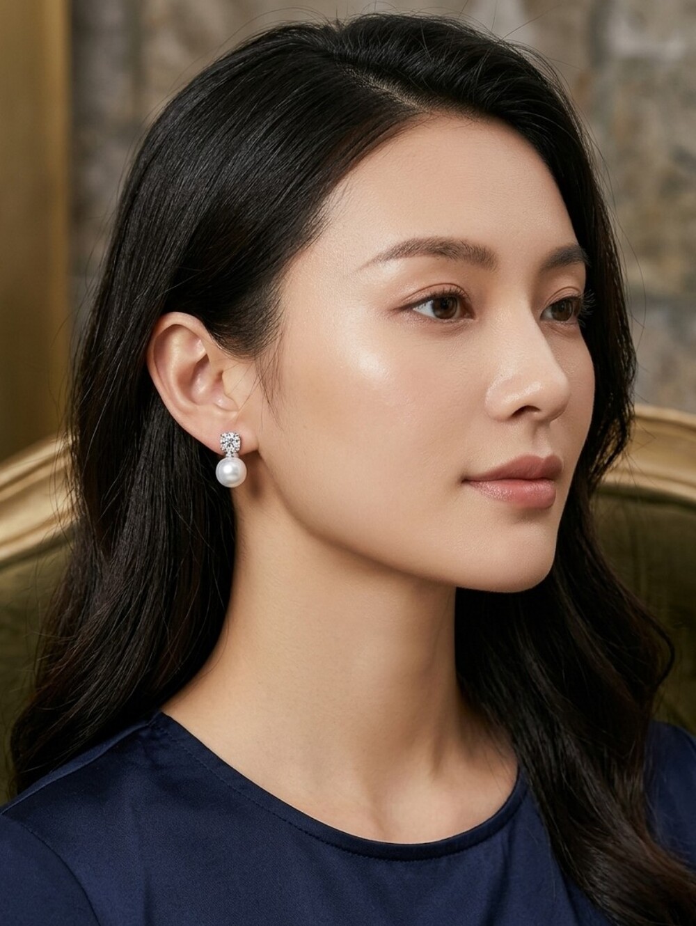 Sterling Silver White Pearl Stud earrings